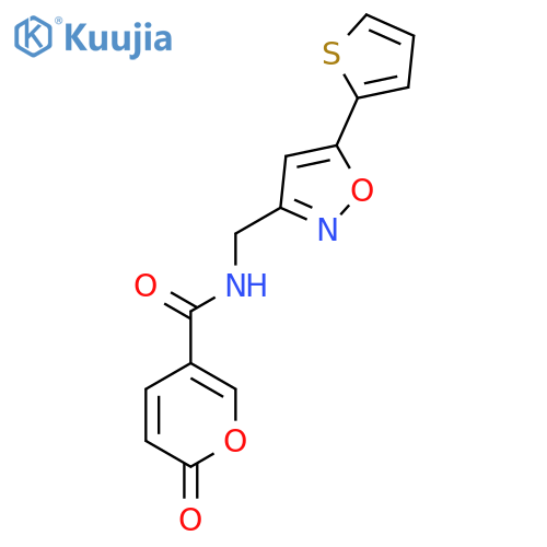 2-oxo-N-{5-(thiophen-2-yl)-1,2-oxazol-3-ylmethyl}-2H-pyran-5-carboxamide structure