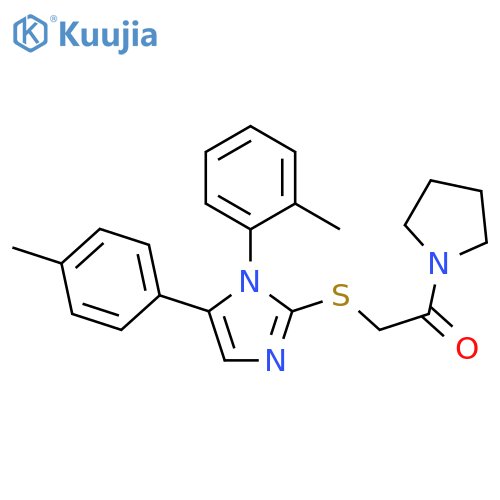 2-{[1-(2-methylphenyl)-5-(4-methylphenyl)-1H-imidazol-2-yl]sulfanyl}-1-(pyrrolidin-1-yl)ethan-1-one structure