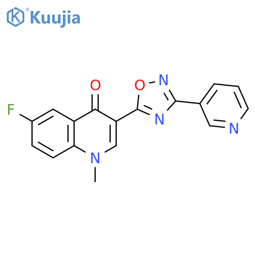 6-fluoro-1-methyl-3-[3-(pyridin-3-yl)-1,2,4-oxadiazol-5-yl]-1,4-dihydroquinolin-4-one structure