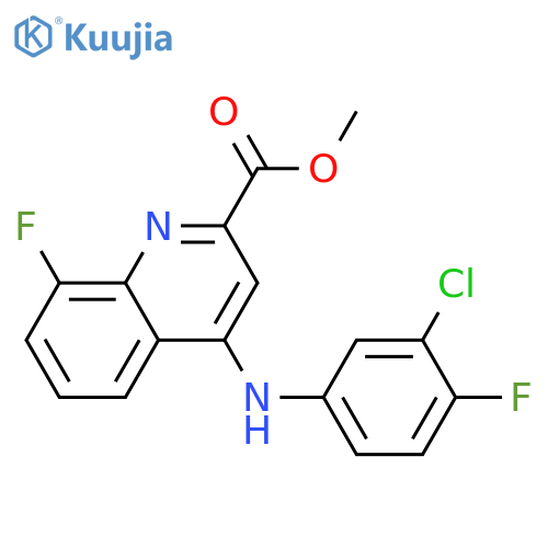 methyl 4-[(3-chloro-4-fluorophenyl)amino]-8-fluoroquinoline-2-carboxylate structure