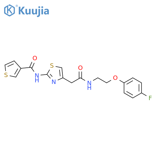 N-4-({2-(4-fluorophenoxy)ethylcarbamoyl}methyl)-1,3-thiazol-2-ylthiophene-3-carboxamide structure