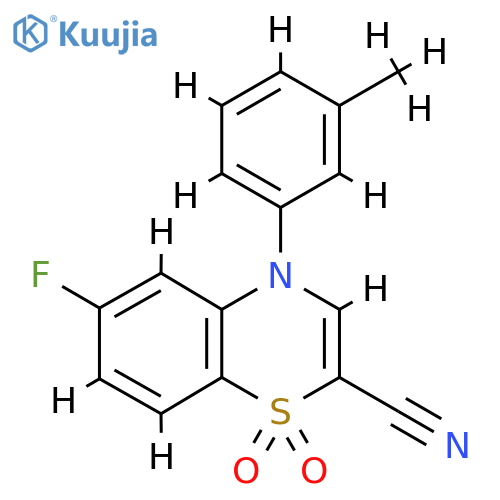 6-fluoro-4-(3-methylphenyl)-1,1-dioxo-4H-1lambda6,4-benzothiazine-2-carbonitrile structure