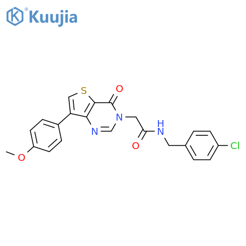 N-[(4-chlorophenyl)methyl]-2-[7-(4-methoxyphenyl)-4-oxo-3H,4H-thieno[3,2-d]pyrimidin-3-yl]acetamide structure