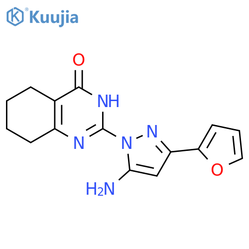 2-[5-amino-3-(furan-2-yl)-1H-pyrazol-1-yl]-3,4,5,6,7,8-hexahydroquinazolin-4-one structure