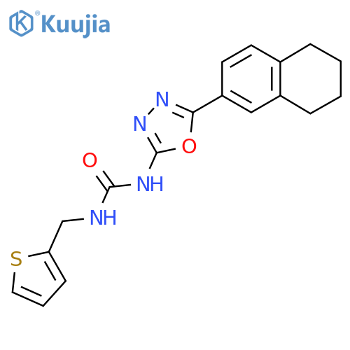 3-5-(5,6,7,8-tetrahydronaphthalen-2-yl)-1,3,4-oxadiazol-2-yl-1-(thiophen-2-yl)methylurea structure