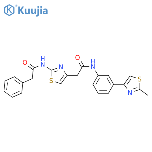 N-[3-(2-methyl-1,3-thiazol-4-yl)phenyl]-2-[2-(2-phenylacetamido)-1,3-thiazol-4-yl]acetamide structure