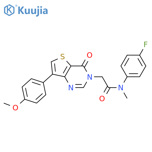 N-(4-fluorophenyl)-2-[7-(4-methoxyphenyl)-4-oxo-3H,4H-thieno[3,2-d]pyrimidin-3-yl]-N-methylacetamide structure