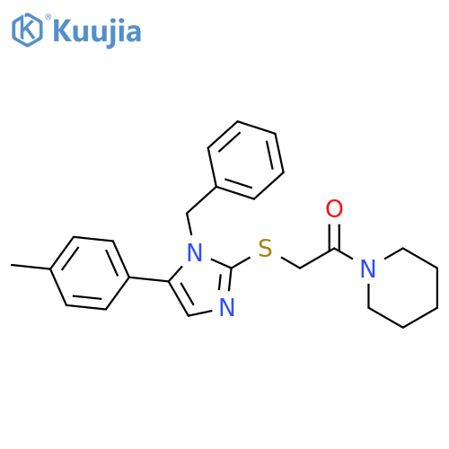 2-{[1-benzyl-5-(4-methylphenyl)-1H-imidazol-2-yl]sulfanyl}-1-(piperidin-1-yl)ethan-1-one structure