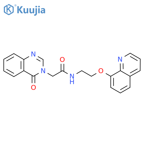 2-(4-oxo-3,4-dihydroquinazolin-3-yl)-N-2-(quinolin-8-yloxy)ethylacetamide structure