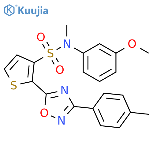 N-(3-methoxyphenyl)-N-methyl-2-[3-(4-methylphenyl)-1,2,4-oxadiazol-5-yl]thiophene-3-sulfonamide structure