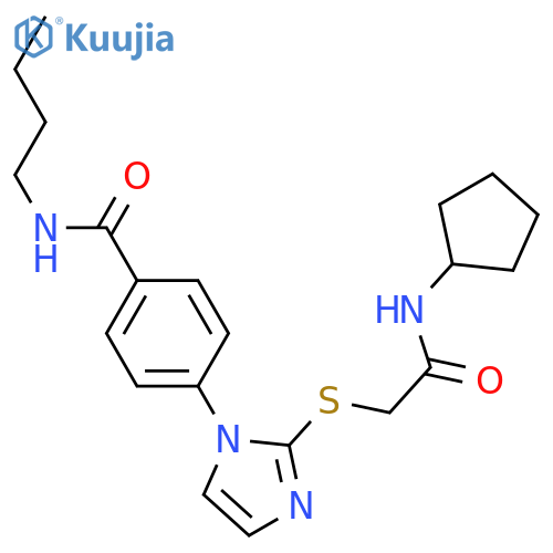 N-butyl-4-(2-{[(cyclopentylcarbamoyl)methyl]sulfanyl}-1H-imidazol-1-yl)benzamide structure