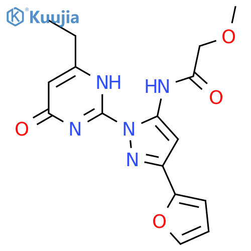 N-1-(4-ethyl-6-oxo-1,6-dihydropyrimidin-2-yl)-3-(furan-2-yl)-1H-pyrazol-5-yl-2-methoxyacetamide structure