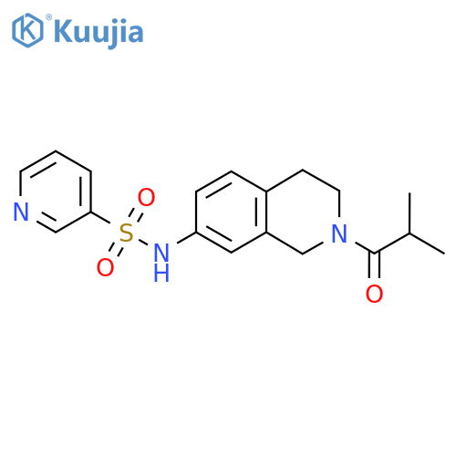 N-2-(2-methylpropanoyl)-1,2,3,4-tetrahydroisoquinolin-7-ylpyridine-3-sulfonamide structure