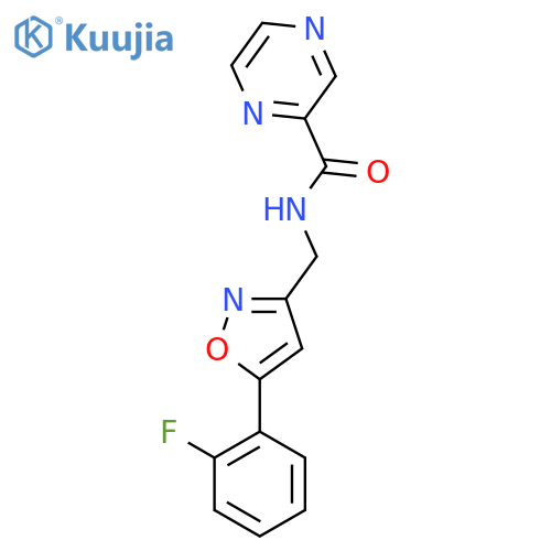N-{5-(2-fluorophenyl)-1,2-oxazol-3-ylmethyl}pyrazine-2-carboxamide structure