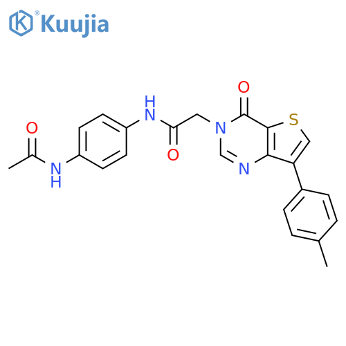 N-(4-acetamidophenyl)-2-[7-(4-methylphenyl)-4-oxo-3H,4H-thieno[3,2-d]pyrimidin-3-yl]acetamide structure