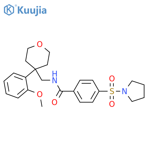 N-{4-(2-methoxyphenyl)oxan-4-ylmethyl}-4-(pyrrolidine-1-sulfonyl)benzamide structure