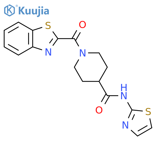 1-(1,3-benzothiazole-2-carbonyl)-N-(1,3-thiazol-2-yl)piperidine-4-carboxamide structure