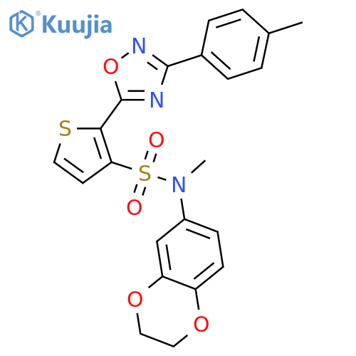 N-(2,3-dihydro-1,4-benzodioxin-6-yl)-N-methyl-2-[3-(4-methylphenyl)-1,2,4-oxadiazol-5-yl]thiophene-3-sulfonamide structure