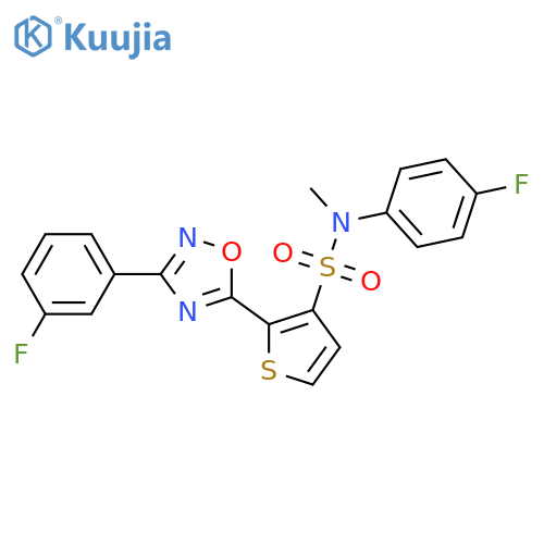 N-(4-fluorophenyl)-2-[3-(3-fluorophenyl)-1,2,4-oxadiazol-5-yl]-N-methylthiophene-3-sulfonamide structure