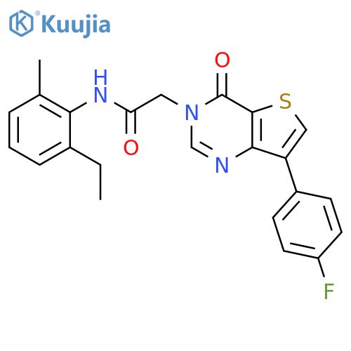 N-(2-ethyl-6-methylphenyl)-2-[7-(4-fluorophenyl)-4-oxo-3H,4H-thieno[3,2-d]pyrimidin-3-yl]acetamide structure