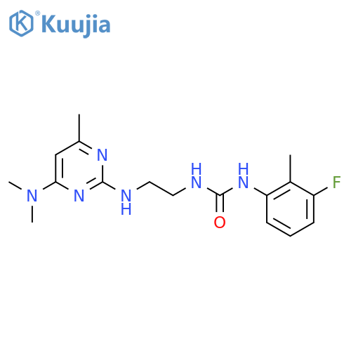 3-(2-{4-(dimethylamino)-6-methylpyrimidin-2-ylamino}ethyl)-1-(3-fluoro-2-methylphenyl)urea structure