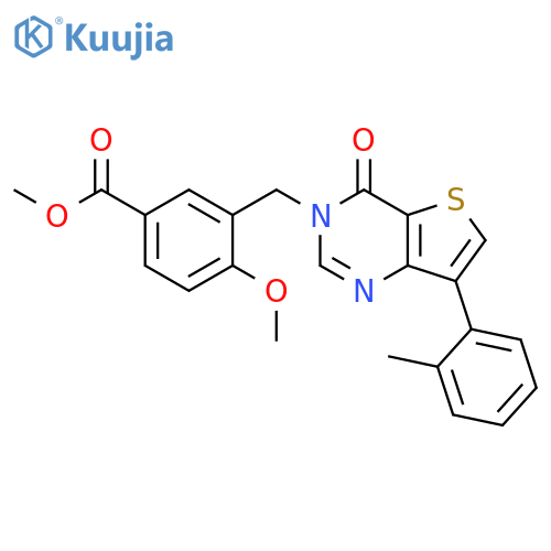 methyl 4-methoxy-3-{[7-(2-methylphenyl)-4-oxo-3H,4H-thieno[3,2-d]pyrimidin-3-yl]methyl}benzoate structure
