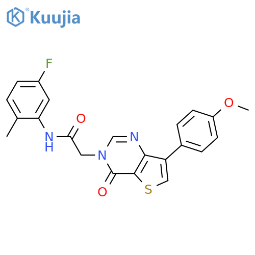 N-(5-fluoro-2-methylphenyl)-2-[7-(4-methoxyphenyl)-4-oxo-3H,4H-thieno[3,2-d]pyrimidin-3-yl]acetamide structure