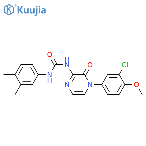 3-[4-(3-chloro-4-methoxyphenyl)-3-oxo-3,4-dihydropyrazin-2-yl]-1-(3,4-dimethylphenyl)urea structure