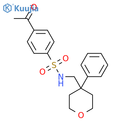 4-acetyl-N-(4-phenyloxan-4-yl)methylbenzene-1-sulfonamide structure