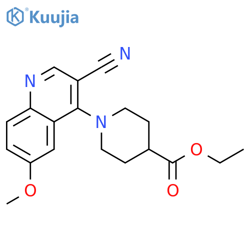 ethyl 1-(3-cyano-6-methoxyquinolin-4-yl)piperidine-4-carboxylate structure