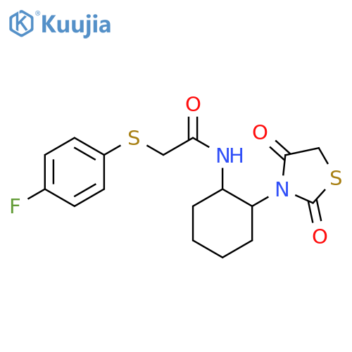 N-[2-(2,4-dioxo-1,3-thiazolidin-3-yl)cyclohexyl]-2-[(4-fluorophenyl)sulfanyl]acetamide structure