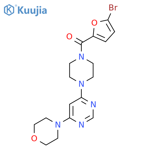 4-{6-4-(5-bromofuran-2-carbonyl)piperazin-1-ylpyrimidin-4-yl}morpholine structure