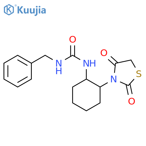 1-benzyl-3-2-(2,4-dioxo-1,3-thiazolidin-3-yl)cyclohexylurea structure