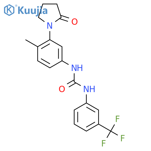 3-4-methyl-3-(2-oxopyrrolidin-1-yl)phenyl-1-3-(trifluoromethyl)phenylurea structure