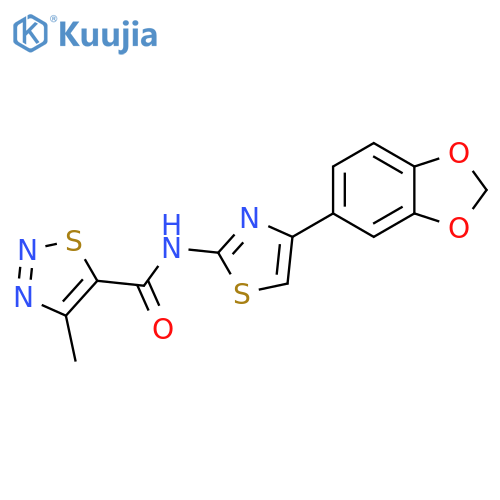 N-4-(2H-1,3-benzodioxol-5-yl)-1,3-thiazol-2-yl-4-methyl-1,2,3-thiadiazole-5-carboxamide structure