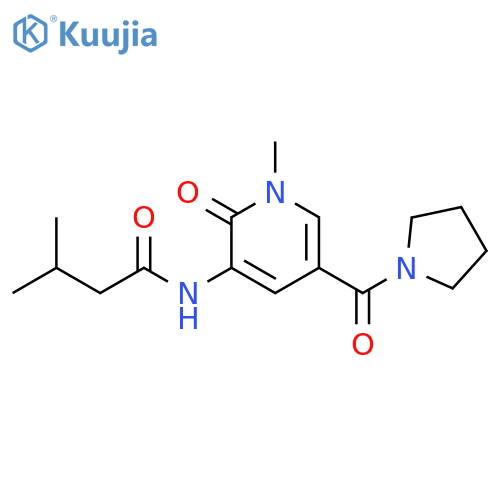 3-methyl-N-[1-methyl-2-oxo-5-(pyrrolidine-1-carbonyl)-1,2-dihydropyridin-3-yl]butanamide structure