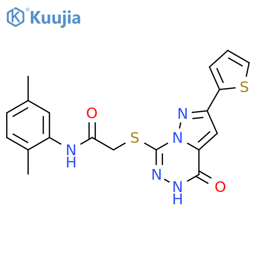 N-(2,5-dimethylphenyl)-2-{[4-oxo-2-(thiophen-2-yl)-4H,5H-pyrazolo[1,5-d][1,2,4]triazin-7-yl]sulfanyl}acetamide structure