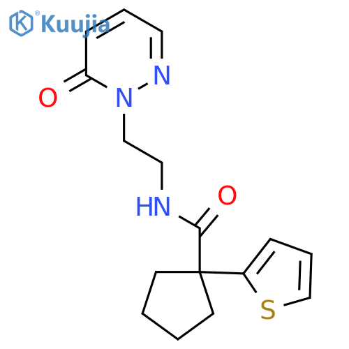 N-[2-(6-oxo-1,6-dihydropyridazin-1-yl)ethyl]-1-(thiophen-2-yl)cyclopentane-1-carboxamide structure