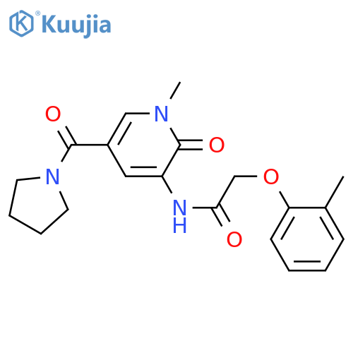 N-[1-methyl-2-oxo-5-(pyrrolidine-1-carbonyl)-1,2-dihydropyridin-3-yl]-2-(2-methylphenoxy)acetamide structure