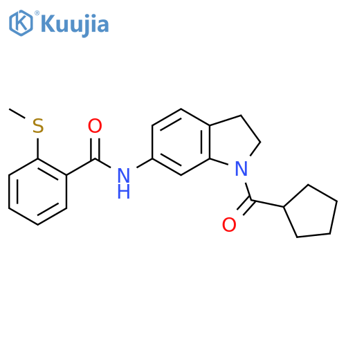 N-(1-cyclopentanecarbonyl-2,3-dihydro-1H-indol-6-yl)-2-(methylsulfanyl)benzamide structure