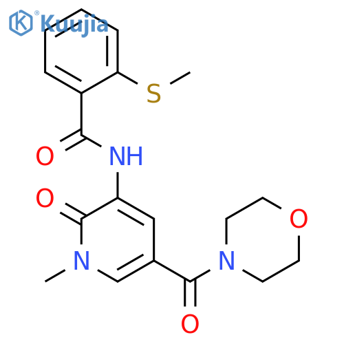 N-[1-methyl-5-(morpholine-4-carbonyl)-2-oxopyridin-3-yl]-2-methylsulfanylbenzamide structure