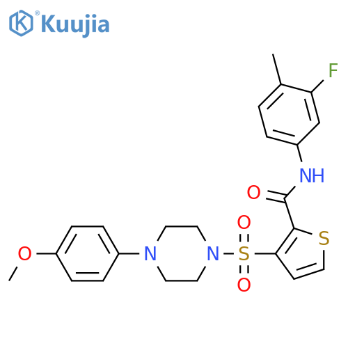 N-(3-fluoro-4-methylphenyl)-3-{[4-(4-methoxyphenyl)piperazin-1-yl]sulfonyl}thiophene-2-carboxamide structure