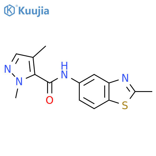 1,4-dimethyl-N-(2-methyl-1,3-benzothiazol-5-yl)-1H-pyrazole-5-carboxamide structure