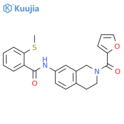 N-2-(furan-2-carbonyl)-1,2,3,4-tetrahydroisoquinolin-7-yl-2-(methylsulfanyl)benzamide structure