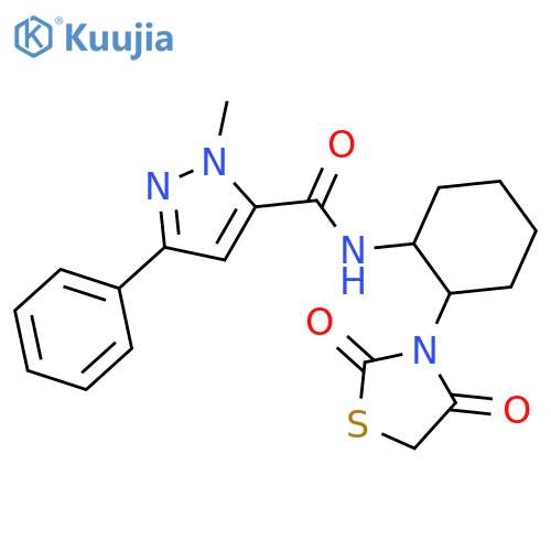 N-2-(2,4-dioxo-1,3-thiazolidin-3-yl)cyclohexyl-1-methyl-3-phenyl-1H-pyrazole-5-carboxamide structure
