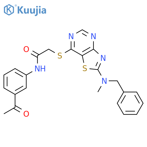 N-(3-acetylphenyl)-2-({2-[benzyl(methyl)amino]-[1,3]thiazolo[4,5-d]pyrimidin-7-yl}sulfanyl)acetamide structure