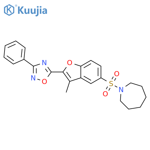 1-{[3-methyl-2-(3-phenyl-1,2,4-oxadiazol-5-yl)-1-benzofuran-5-yl]sulfonyl}azepane structure