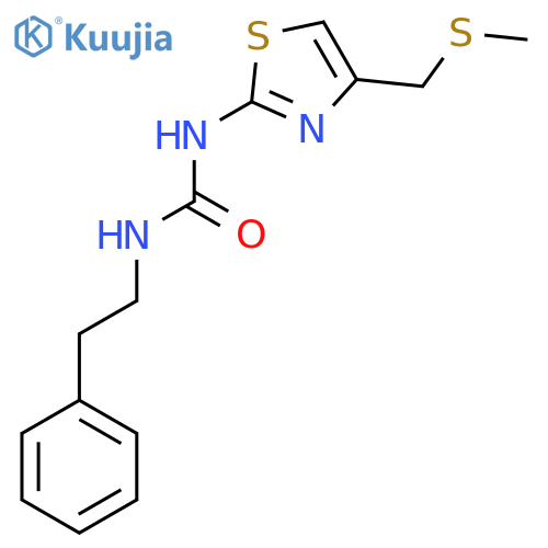 3-{4-(methylsulfanyl)methyl-1,3-thiazol-2-yl}-1-(2-phenylethyl)urea structure