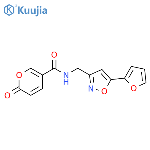 N-{5-(furan-2-yl)-1,2-oxazol-3-ylmethyl}-2-oxo-2H-pyran-5-carboxamide structure