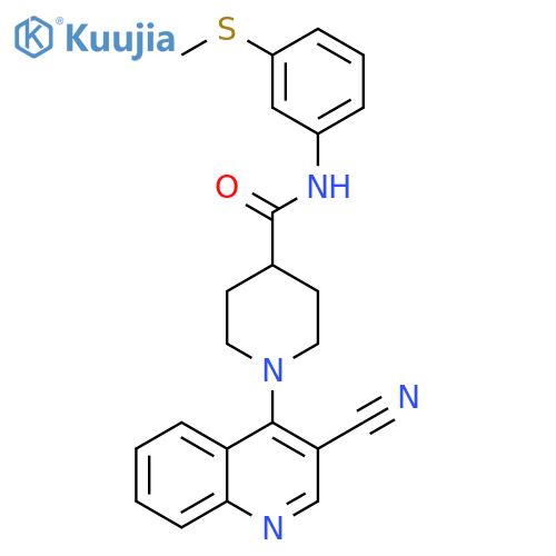 1-(3-cyanoquinolin-4-yl)-N-[3-(methylsulfanyl)phenyl]piperidine-4-carboxamide structure